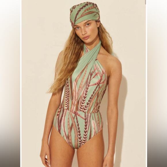 NEW S-Mode Solange M Traful Cross Front One Piece Green Sz S - Picture 2 of 6